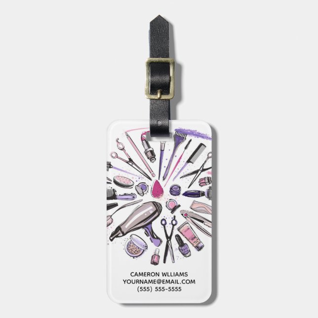 Add Your Name | Makeup Circle Design Luggage Tag (Front Vertical)
