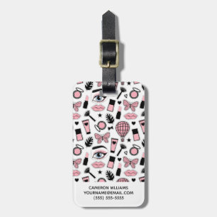 Add Your Name   Makeup Sticker Pattern Luggage Tag