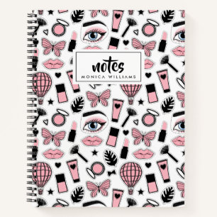 Add Your Name Makeup Sticker Pattern Notebook