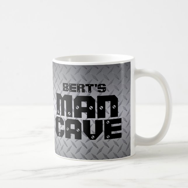 Add Your Name Man Cave Diamondplate Mug (Right)