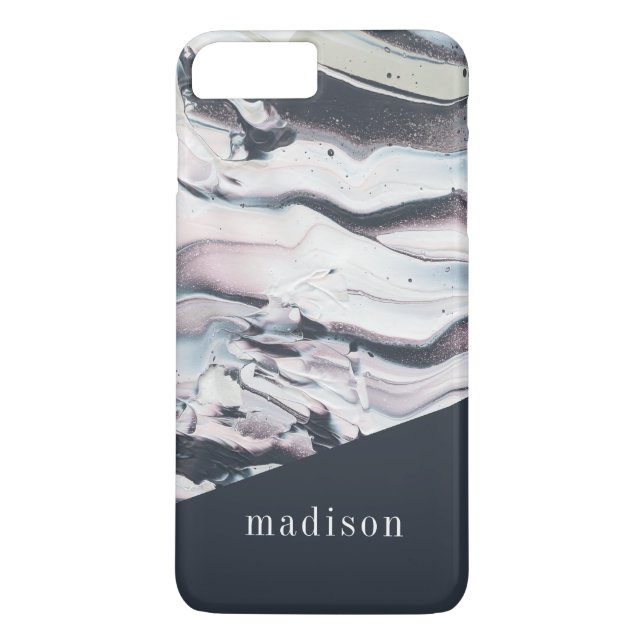 Add Your Name | Marbling V Crop Case-Mate iPhone Case (Back)
