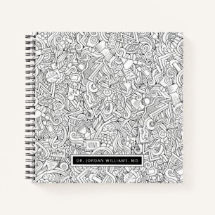 Add Your Name   Medical B&W Pattern Notebook