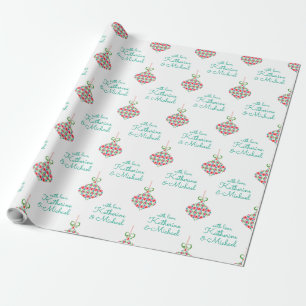 Add Your Name & Message   Merry Christmas Ornament Wrapping Paper