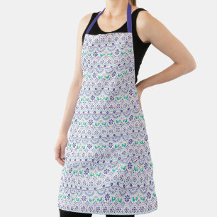 Add Your Name   Mexican Bird Tile Folk Art Pattern Apron