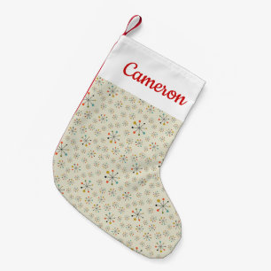 Add Your Name   Mid-Century Atomic Inspired Small Christmas Stocking