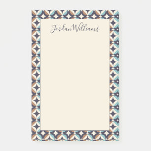 Add Your Name Mid-Century Modern Brown & Teal Post-it Notes