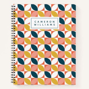 Add Your Name Mid-Century Modern Leaf Pattern Notebook