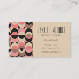 Add Your Name Mid-Century Modern Pink Pattern Business Card