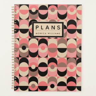 Add Your Name Mid-Century Modern Pink Pattern Planner