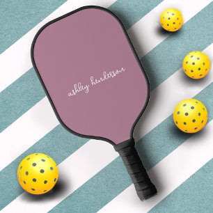 Add Your Name Minimal Monogram Pink Rose White  Pickleball Paddle