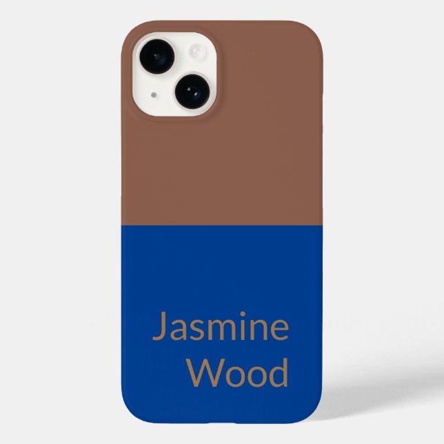 Add Your Name Modern Minimalist Blue Brown Case-Mate iPhone Case (Back)