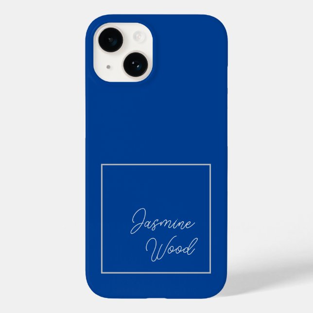 Add Your Name Modern Minimalist Blue Case-Mate iPhone Case (Back)