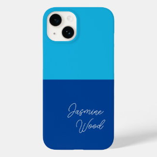Add Your Name Modern Minimalist Blue Case-Mate iPhone 14 Case