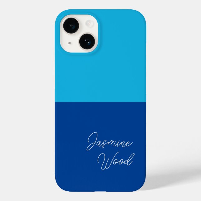 Add Your Name Modern Minimalist Blue Case-Mate iPhone Case (Back)