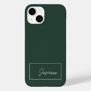 Add Your Name Modern Minimalist Script Dark Green Case-Mate iPhone 14 Case