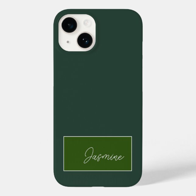 Add Your Name Modern Minimalist Script Green Case-Mate iPhone Case (Back)
