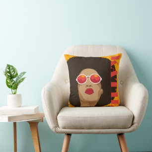 Add Your Name   Modern Pop Art Girl Throw Pillow