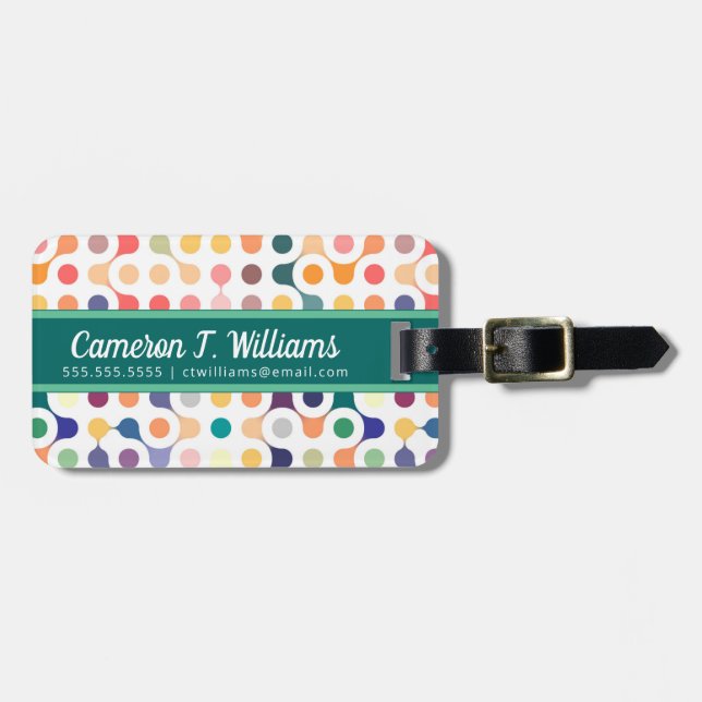 Add Your Name | Molecular Structure Pattern Luggage Tag (Front Horizontal)