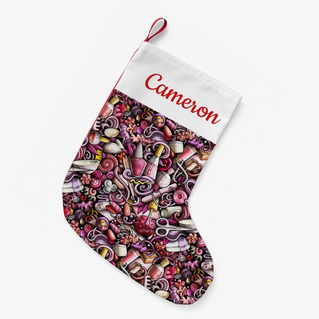 Add Your Name | Nail Studio Pattern Small Christmas Stocking (Front (Hanging))
