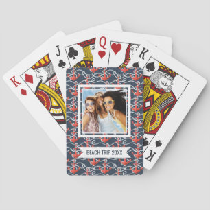 Add Your Name   Nautical Anchors And Rope Pattern Playing Cards
