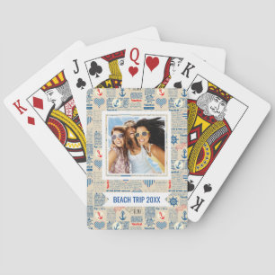 Add Your Name   Nautical Newspaper Pattern Playing Cards