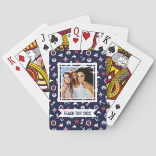 Add Your Name   Nautical Sea Pattern Playing Cards