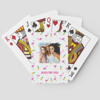 Add Your Name | Neon Flamingos Playing Cards