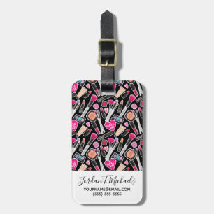 Add Your Name   Neon Makeup Pattern Luggage Tag