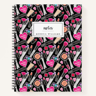 Add Your Name Neon Makeup Pattern Notebook