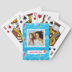 Add Your Name   Neon Yacht Pattern Playing Cards