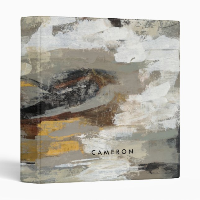 Add Your Name | Neutral Abstract Grey Print Binder (Front/Spine)
