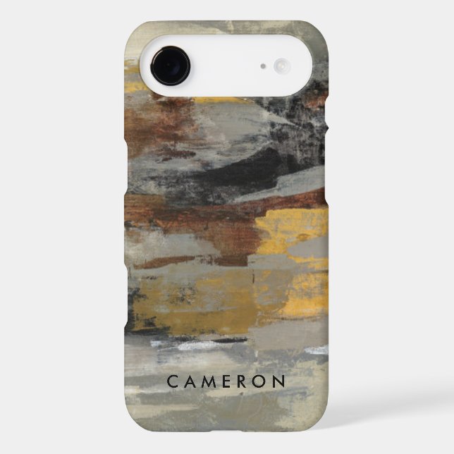 Add Your Name | Neutral Abstract Grey Print Case-Mate iPhone Case (Back)
