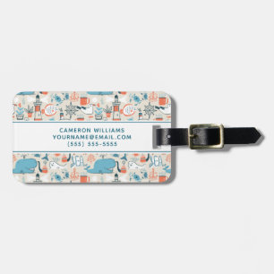 Add Your Name North Sea Cute Doodle Pattern Luggage Tag