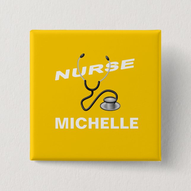 Add Your Name Nurse 2 Inch Square Button (Front)