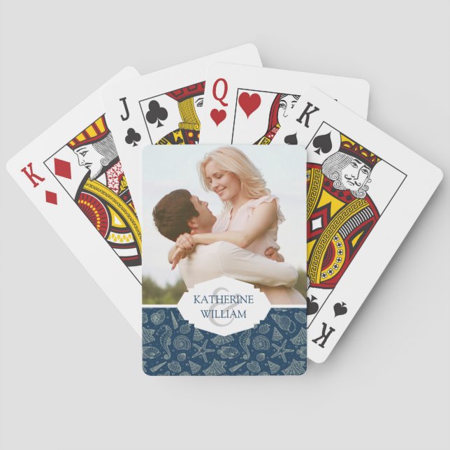 Add Your Name | Ocean Inhabitants Pattern Playing Cards (Back)