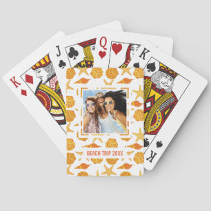 Add Your Name   Orange Beach Shell Pattern Playing Cards