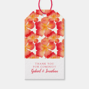 Add Your Name   Orange Oleander Floral Pattern Gift Tags
