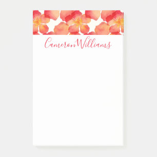 Add Your Name Orange Oleander Floral Pattern Post-it Notes