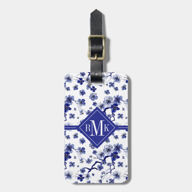 Add Your Name | Oriental Sakura Branch Pattern Luggage Tag (Front Vertical)