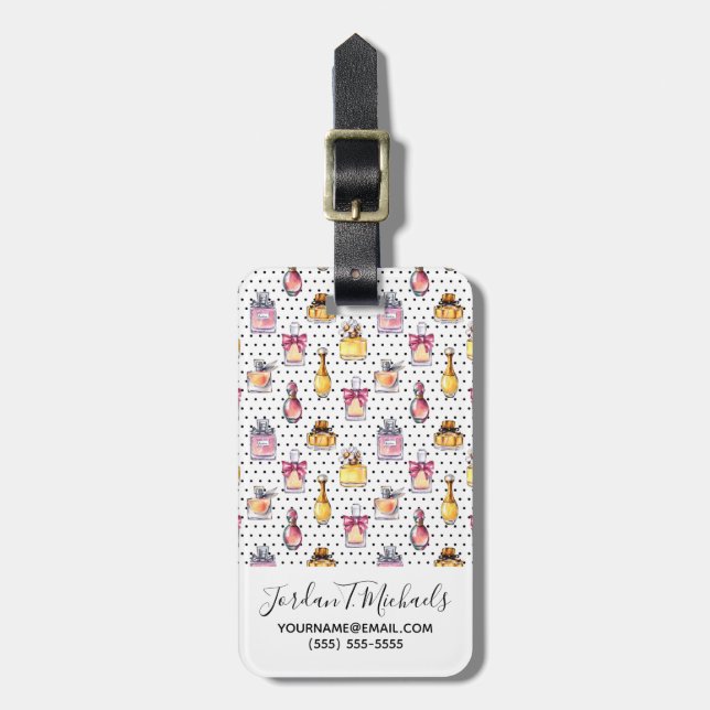 Add Your Name | Parfum Bottle Pattern Luggage Tag (Front Vertical)
