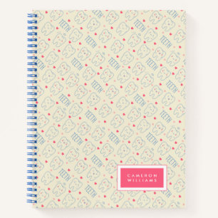 Add Your Name   Pastel Happy Teeth Pattern Notebook