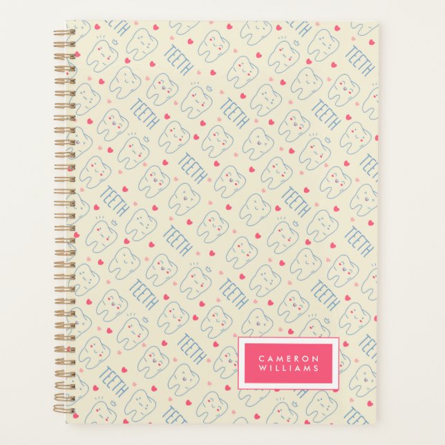 Add Your Name | Pastel Happy Teeth Pattern Planner (Front)