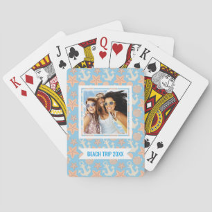 Add Your Name   Pastel Nautical Pattern Playing Cards