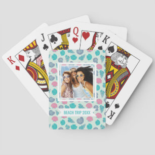 Add Your Name   Pastel Seashell Pattern Playing Cards