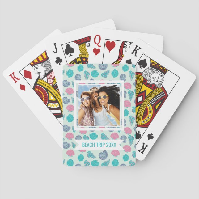 Add Your Name | Pastel Seashell Pattern Playing Cards (Back)