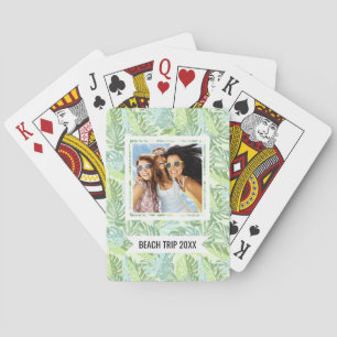 Add Your Name Pastel Tropical Palm Leaves Playing Cards