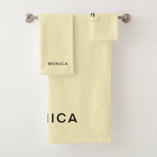 Add Your Name   Pastel Yellow Bath Towel Set