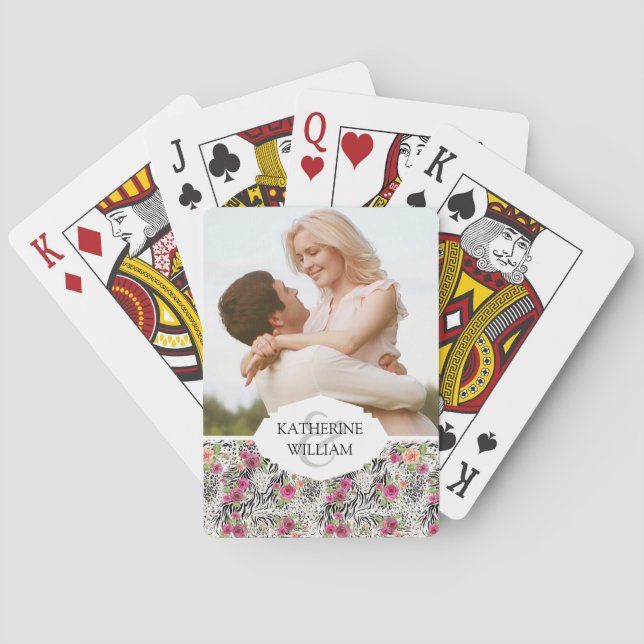 Add Your Name | Pattern With Animal Prints Playing Cards (Back)
