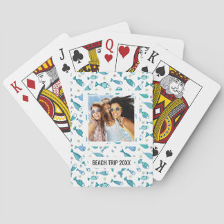 Add Your Name | Pattern With Fish And Starfish Playing Cards