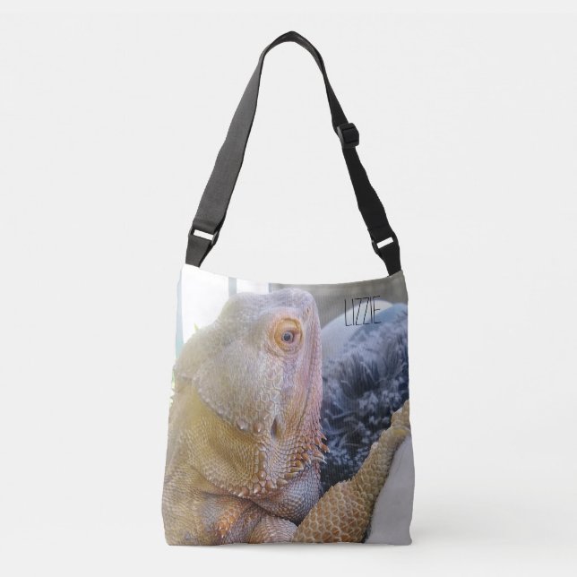 Add your Name Personalized Bearded Dragon Photo Crossbody Bag (Front)